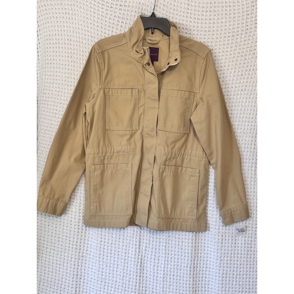 Gloria Vanderbilt Womens Military Safari‎ Jacket Utility Khaki Tan Medium